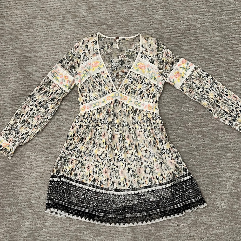 Free People embroidered and lace tunic dress